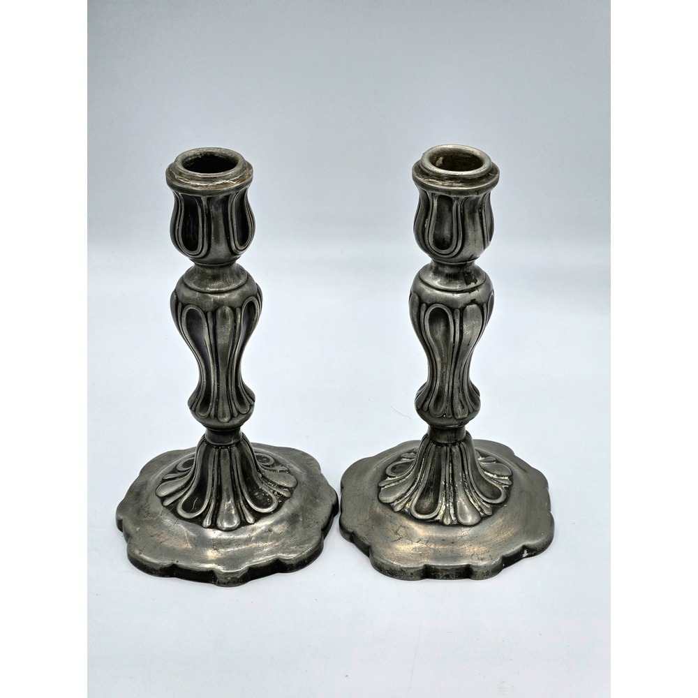 Pair of Antique Victorian Silver‎ Plate Candlesticks